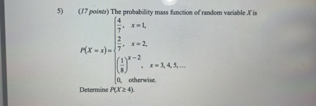 Solved (17 points) The probability mass function of random | Chegg.com