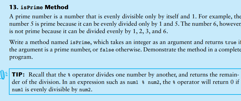Solved 13. isPrime Method A prime number is a number that is | Chegg.com