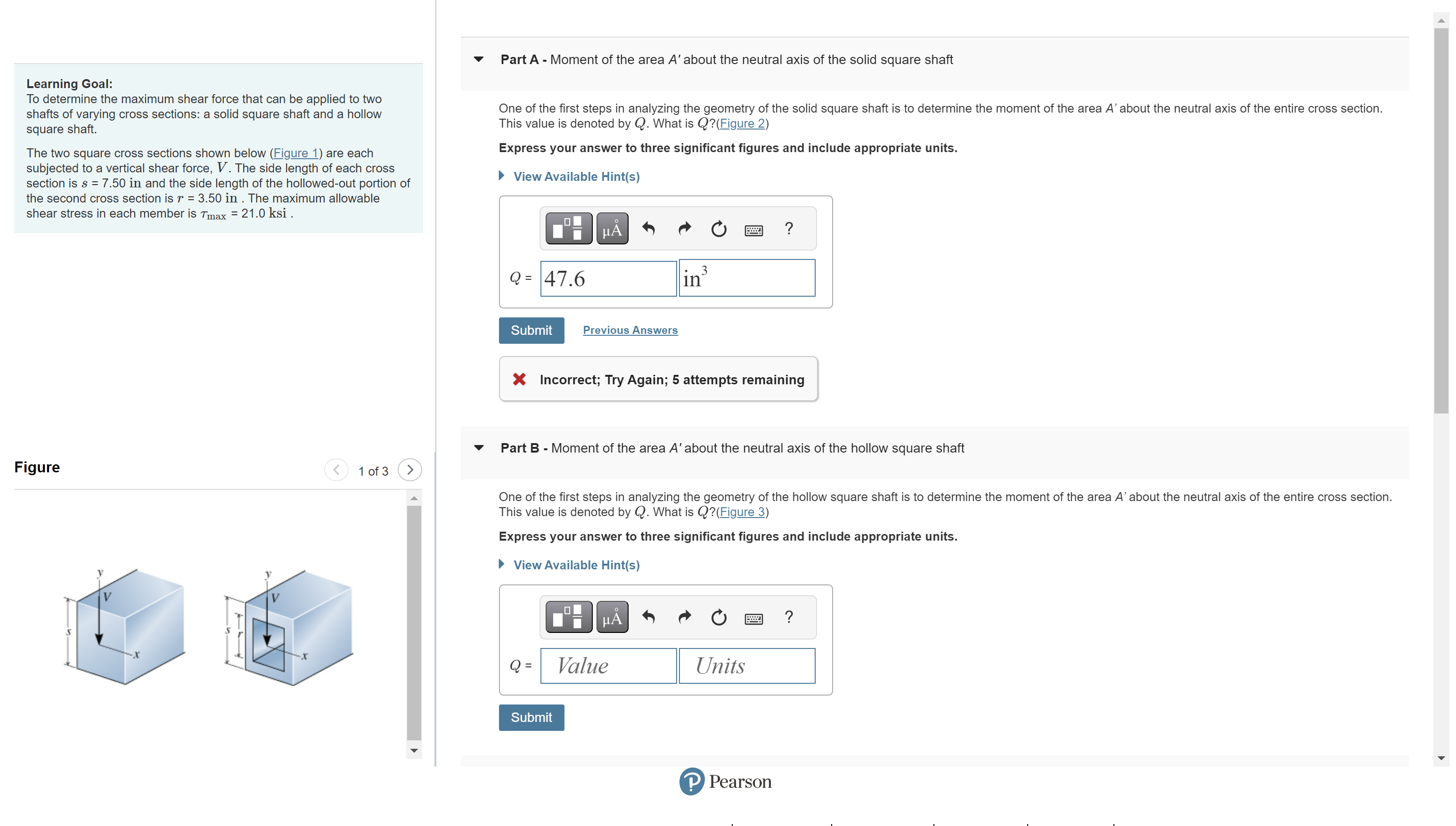 Solved ∇ Part A - Moment Of The Area A′ About The Neutral | Chegg.com