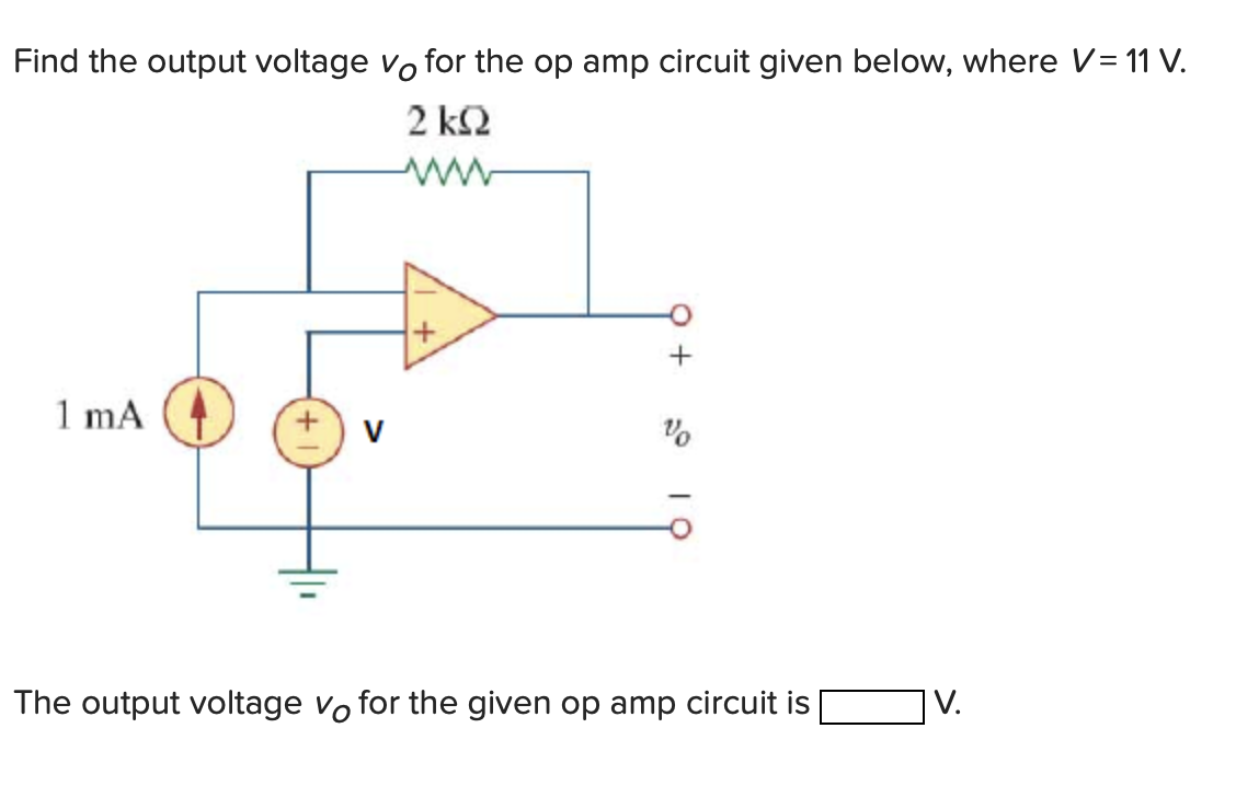 Solved Find The Output Voltage VO For The Op Amp Circuit | Chegg.com