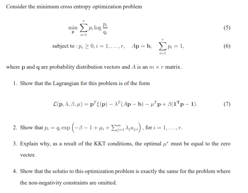 Solved Consider the minimum cross entropy optimization | Chegg.com