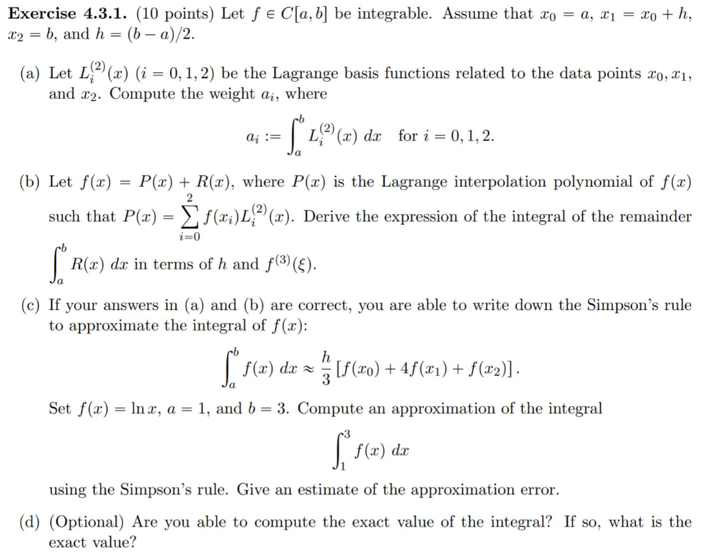 Solved Exercise 4 3 1 10 Points Let F E C A B Be Int Chegg Com