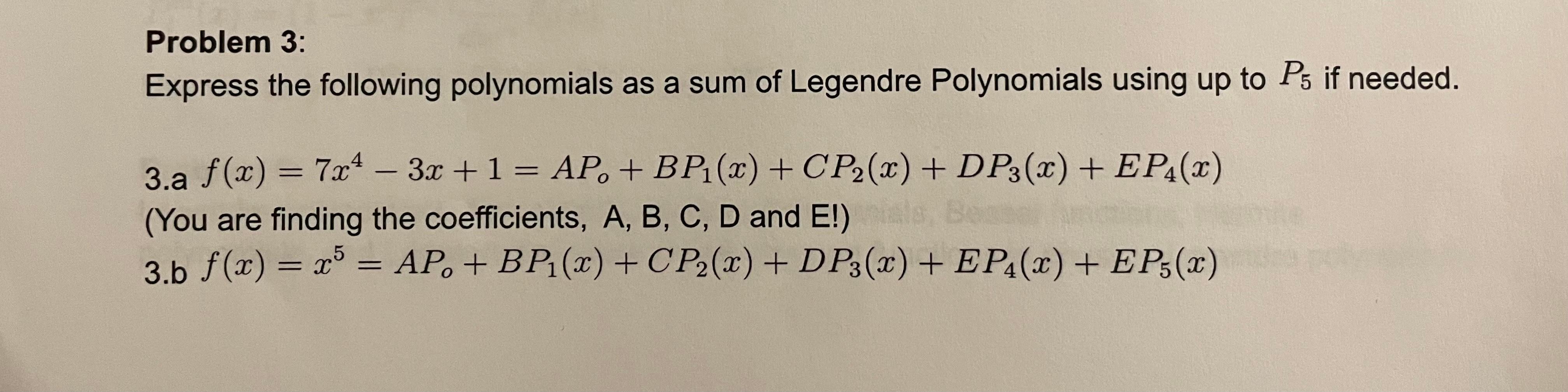 Solved Problem 3: Express the following polynomials as a sum | Chegg.com