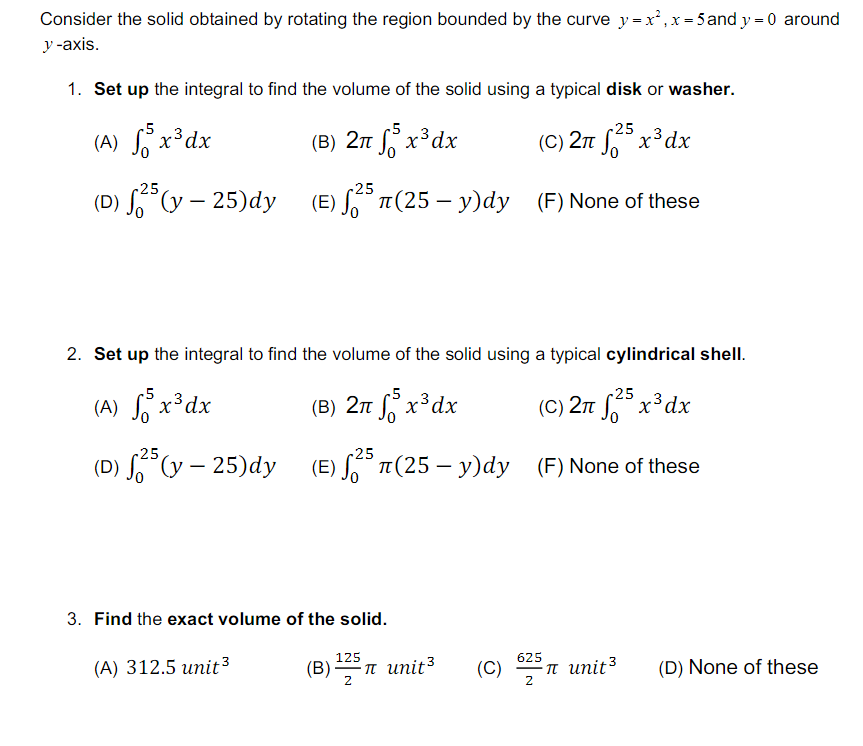 Solved Consider the solid obtained by rotating the region | Chegg.com
