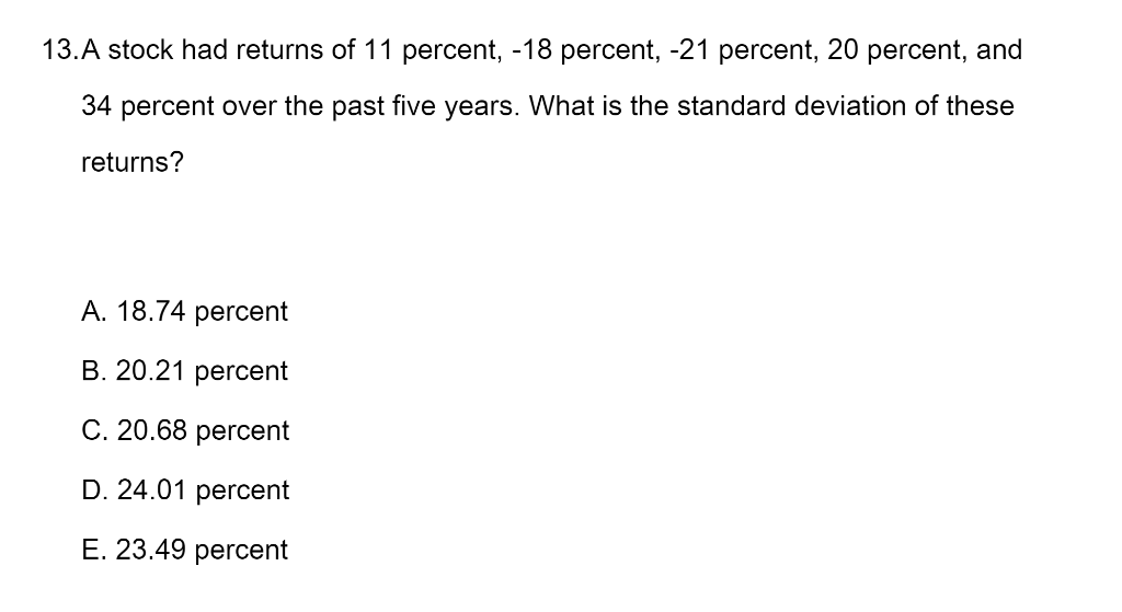 Solved 13 A Stock Had Returns Of 11 Percent 18 Percent Chegg solved-13-a-stock-had-returns-of-11-percent-18-percent-chegg