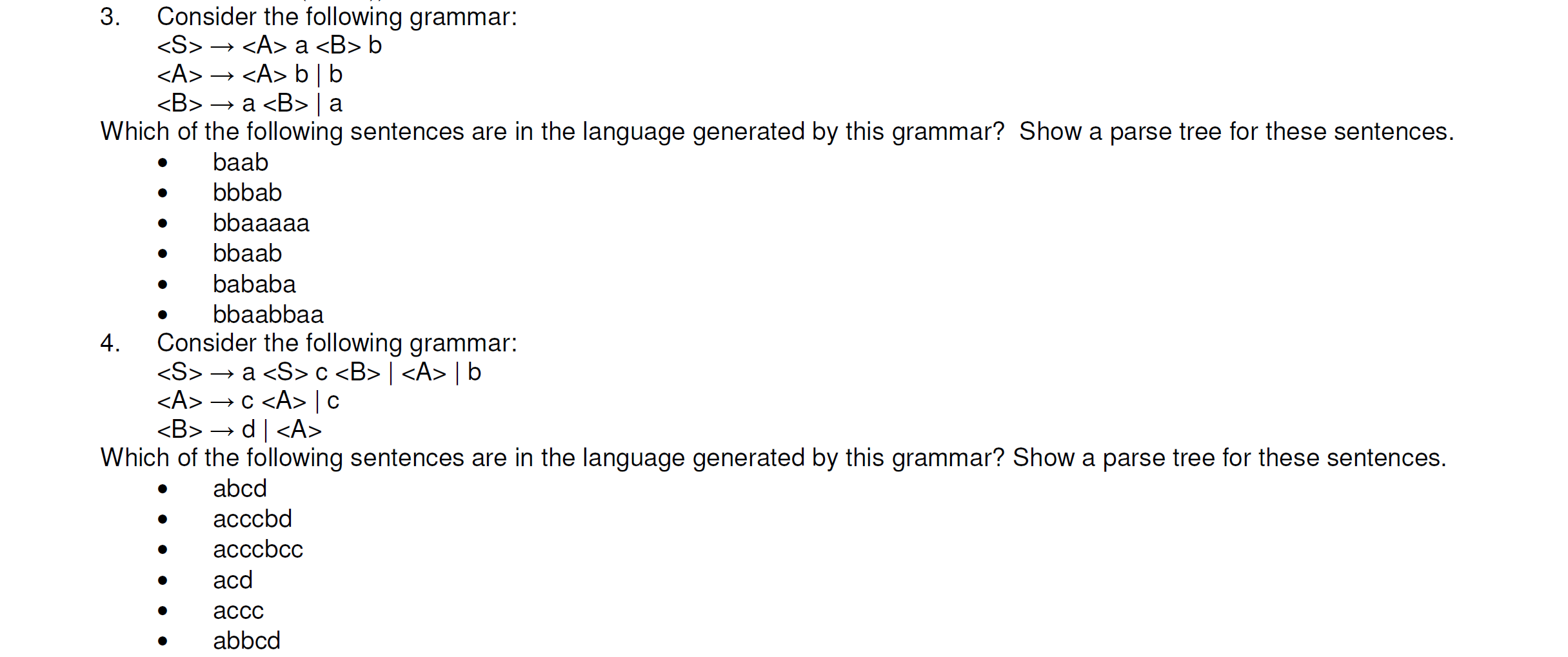 Solved . Consider The Following Grammar: A B | Chegg.com