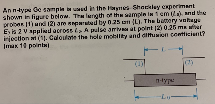 Solved An n-type Ge sample is used in the Haynes-Shockley | Chegg.com