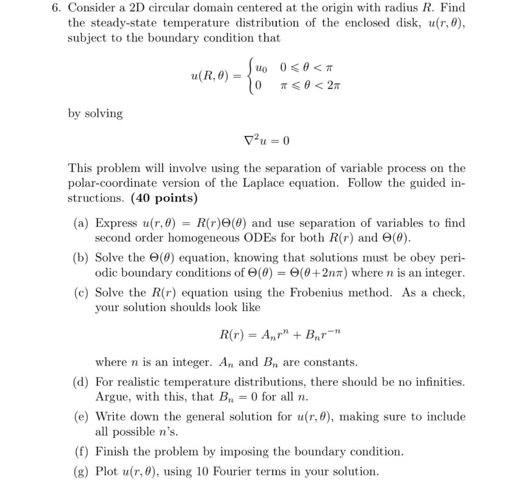 Solved Consider a 2D circular domain centered at the origin | Chegg.com