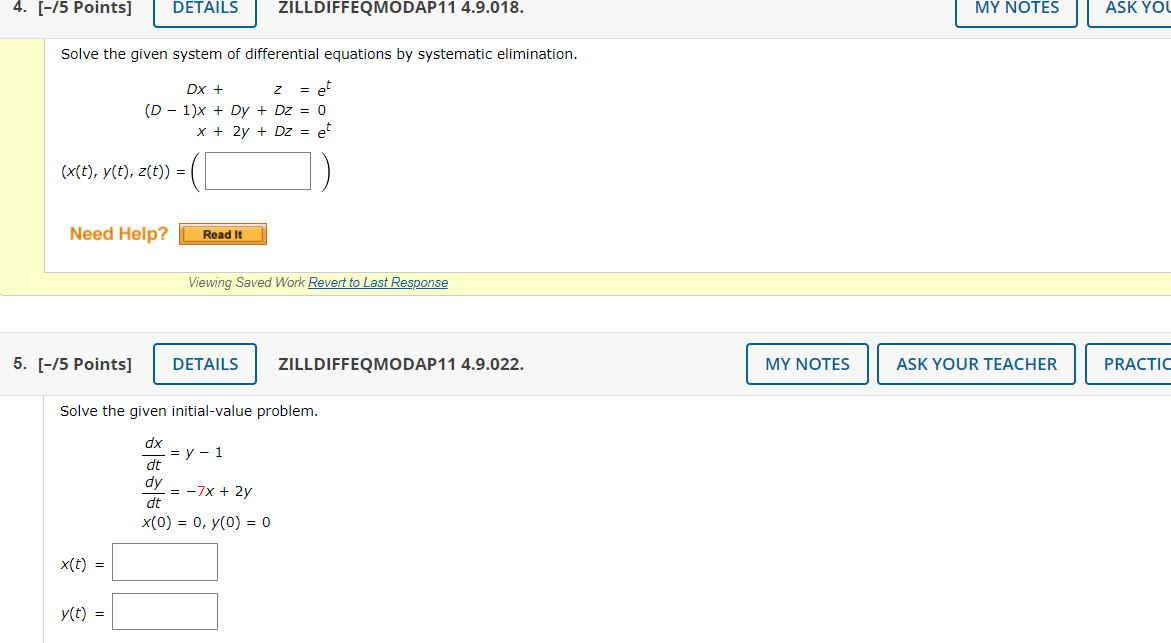 Solved Solve The Given System Of Differential Equations By | Chegg.com