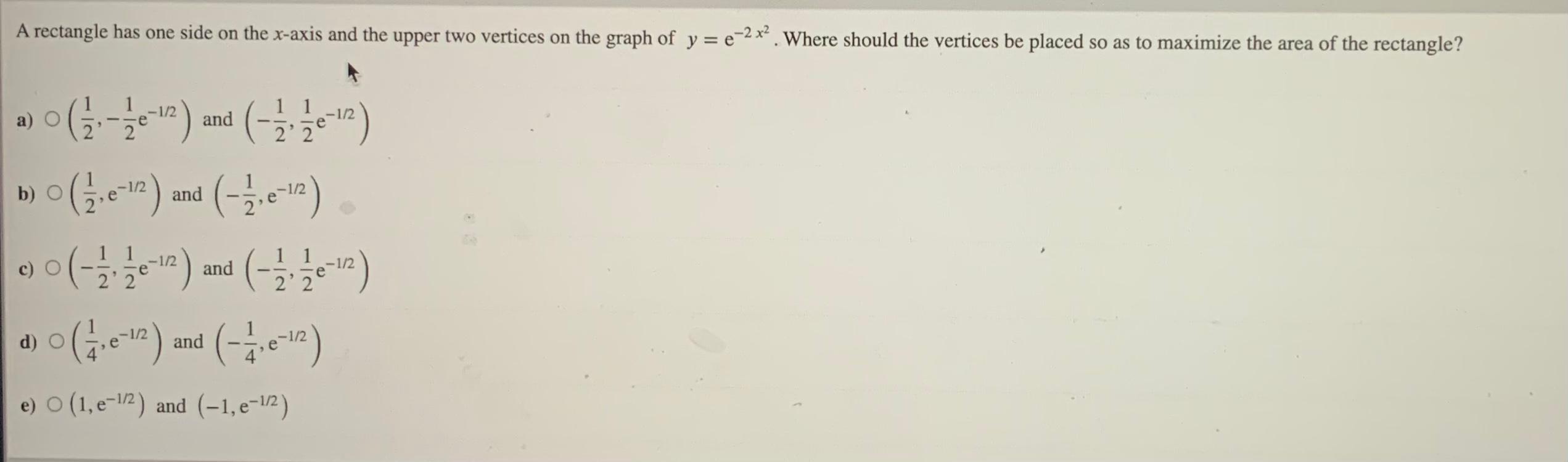 Solved A rectangle has one side on the x-axis and the upper | Chegg.com