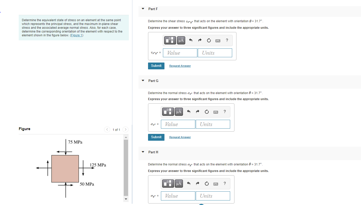 Solved Part B Determine the equivalent state of stress on an | Chegg.com