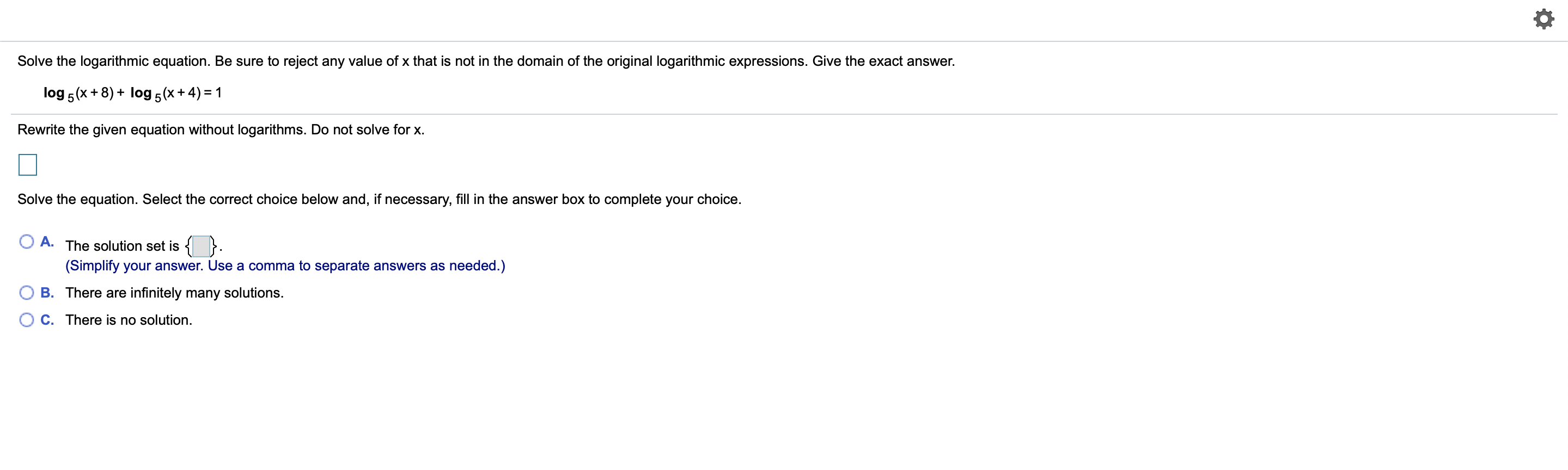 solved-solve-the-logarithmic-equation-be-sure-to-reject-any-chegg