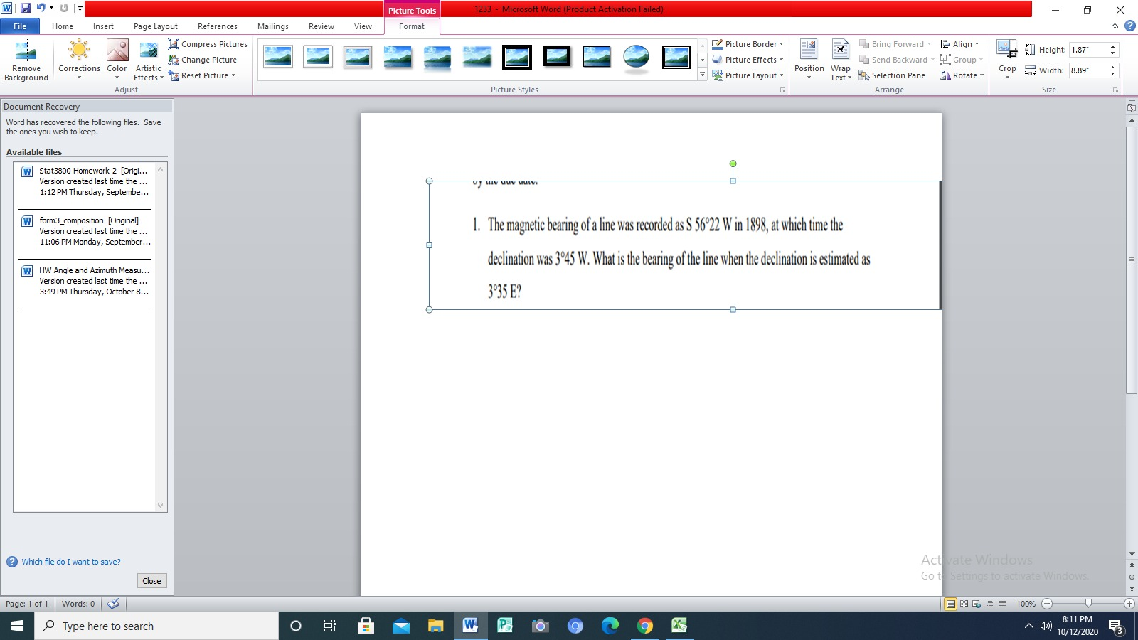 Solved The bearing of a line was recorded as S