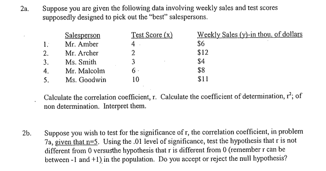 Solved Suppose you are given the following data involving | Chegg.com