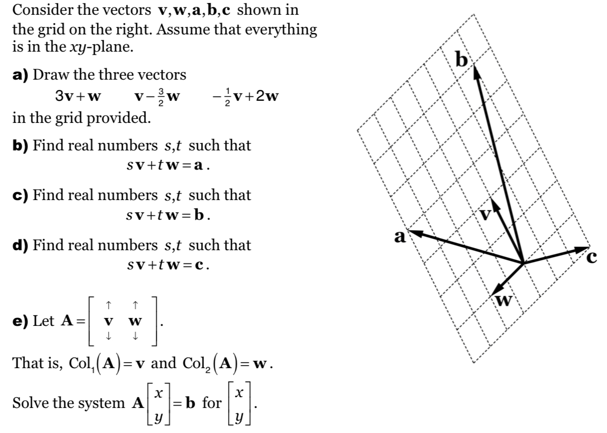 Solved 6 Consider the vectors v, w,a,b,c shown in the grid | Chegg.com