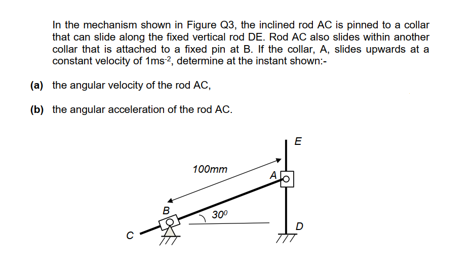Solved In the mechanism shown in Figure Q3, the inclined rod | Chegg.com