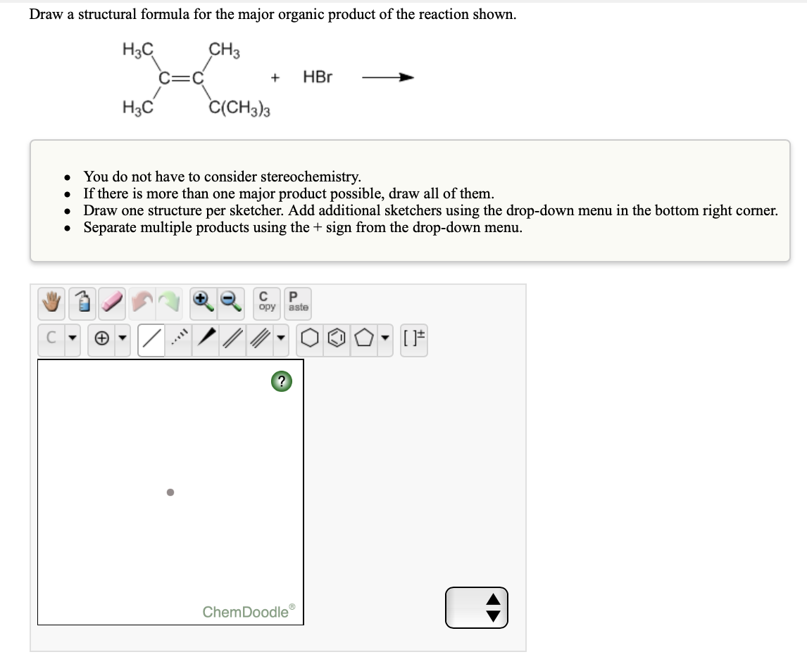 Solved Draw a structural formula for the major organic