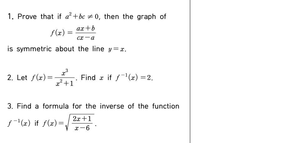 Solved 1. Prove That If A +bc #1, Then The Graph Of Ax + B | Chegg.com