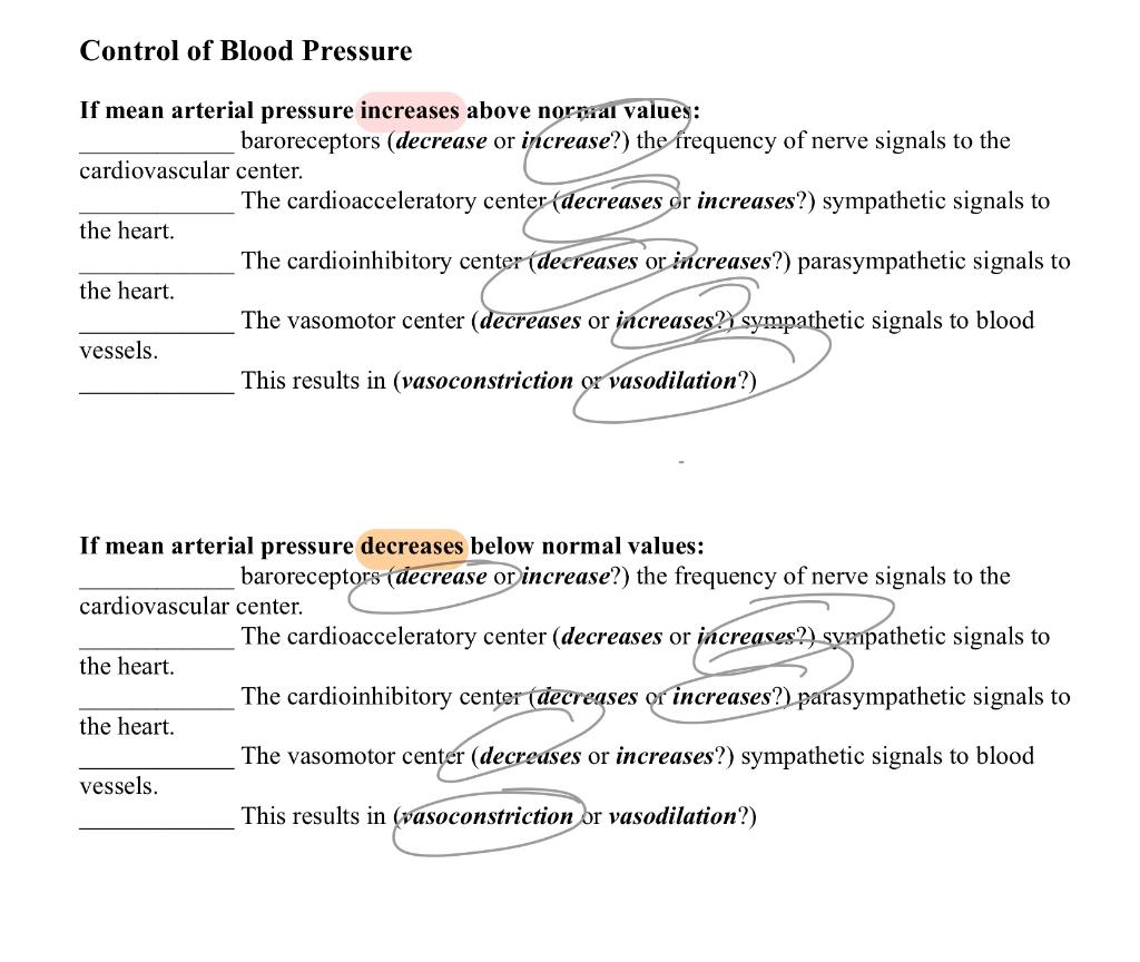 Solved Control of Blood Pressure If mean arterial pressure | Chegg.com