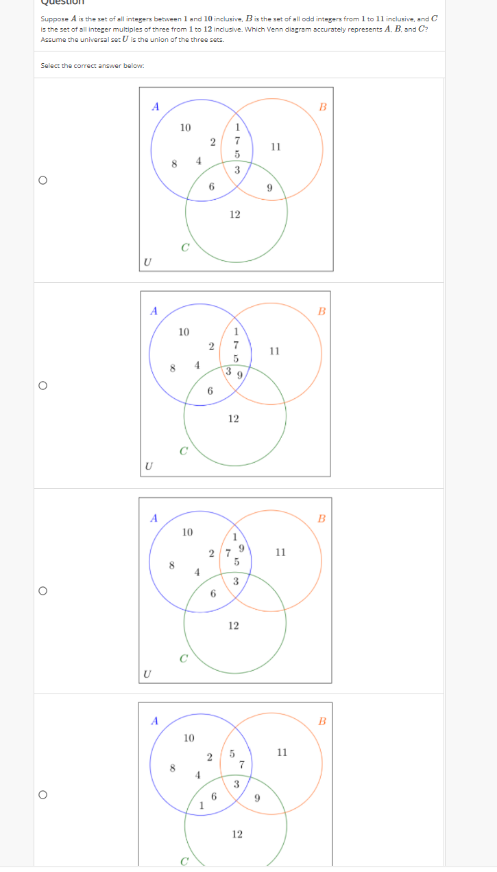 Solved Question Suppose A is the set of all integers between | Chegg.com