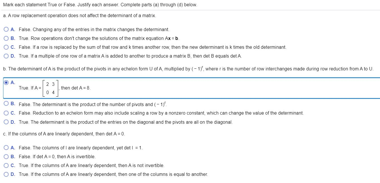 Solved Mark each statement True or False. Justify each Chegg