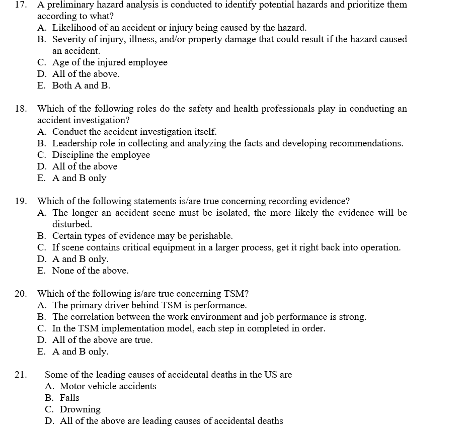 Solved 17. A preliminary hazard analysis is conducted to | Chegg.com