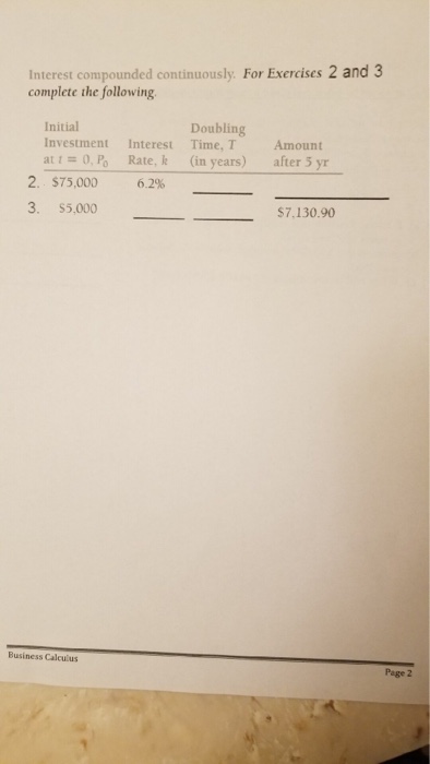 Solved Interest compounded continuously. For Exercises 2 and | Chegg.com