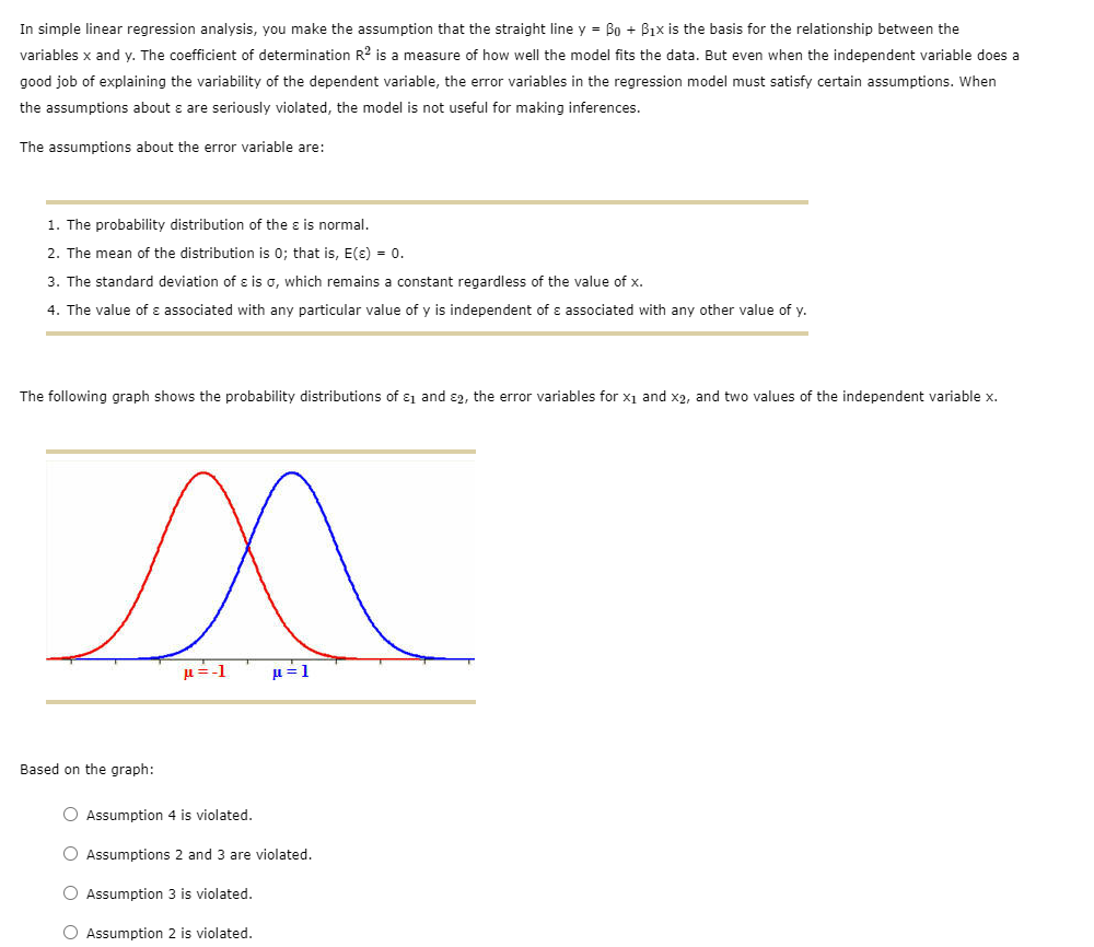 Solved In Simple Linear Regression Analysis You Make The 9961