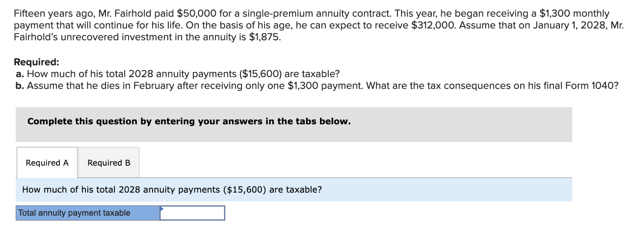 Solved Fifteen years ago, Mr. Fairhold paid $50,000 for a | Chegg.com