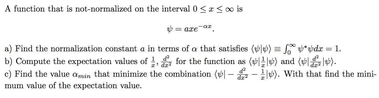 A function that is not-normalized on the interval | Chegg.com