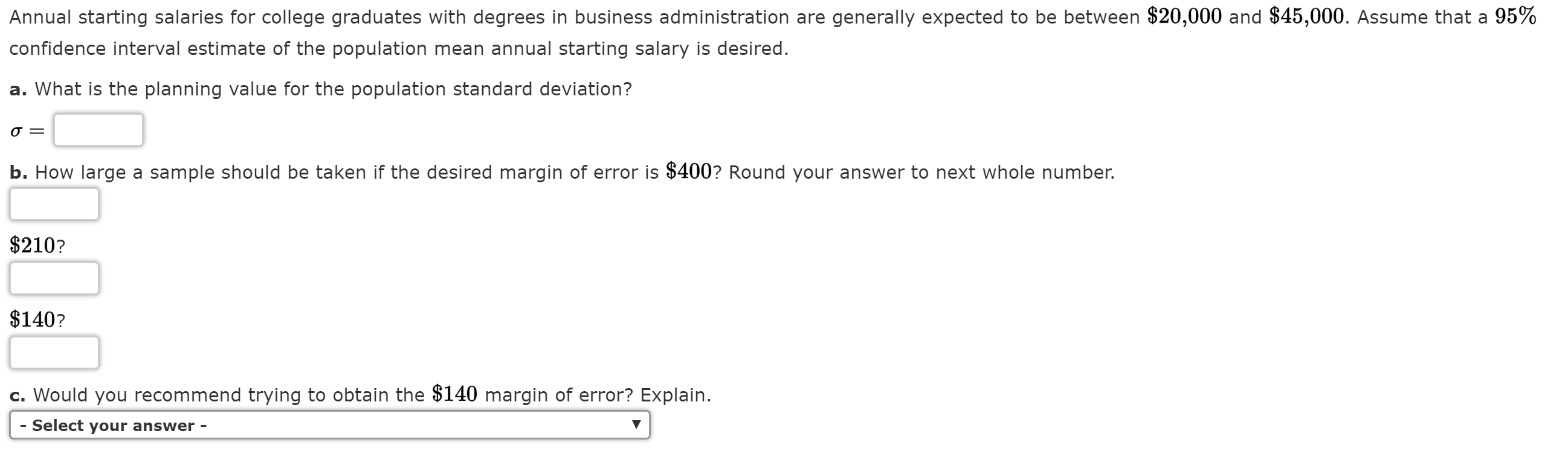 Solved Annual starting salaries for college graduates with | Chegg.com