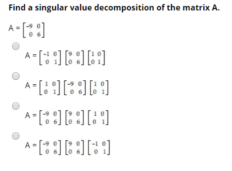 Solved Find a singular value decomposition of the matrix A. | Chegg.com