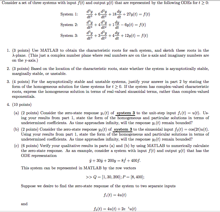 Consider a set of three systems with input f(t) and | Chegg.com