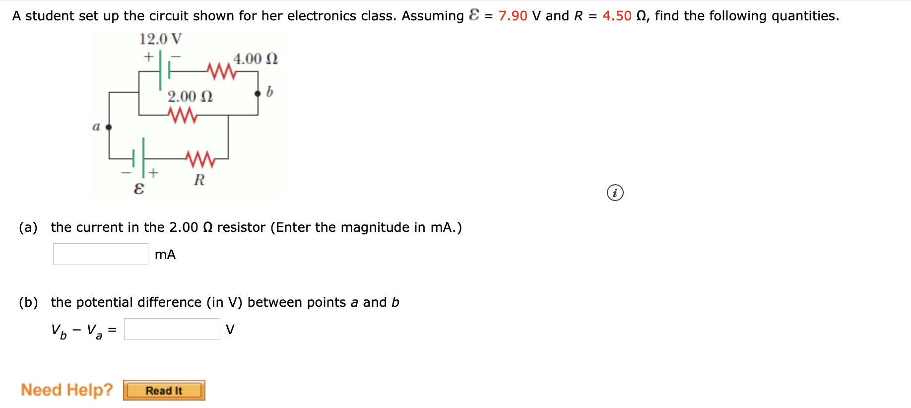Solved A student set up the circuit shown for her | Chegg.com