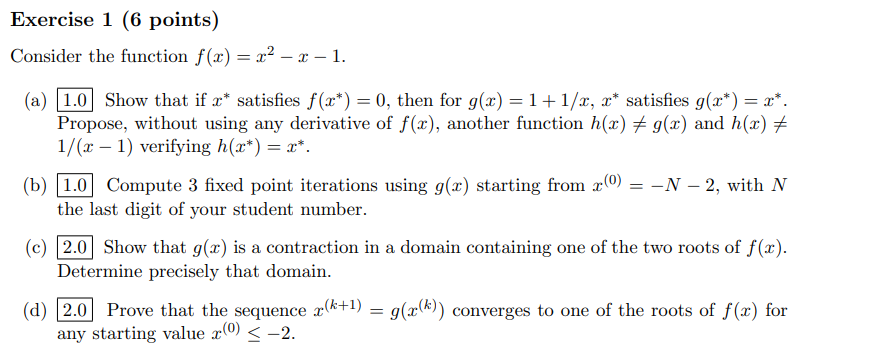 Solved Exercise 1 (6 points) Consider the function f(x) = x2 | Chegg.com