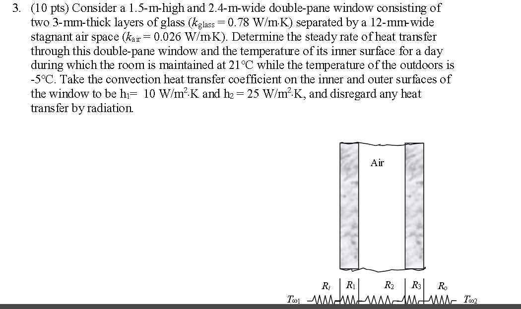 Solved 3. (10 pts) Consider a 1.5-m-high and 2.4-m-wide | Chegg.com