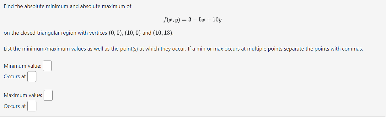 Solved Find the absolute minimum and absolute maximum of | Chegg.com