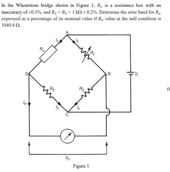 Solved In the Wheatstone bridge shown in Figure 1, R, is a | Chegg.com