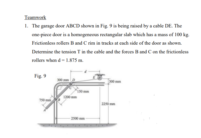 Solved Teamwork 1 The Garage Door Abcd Shown In Fig 9 I