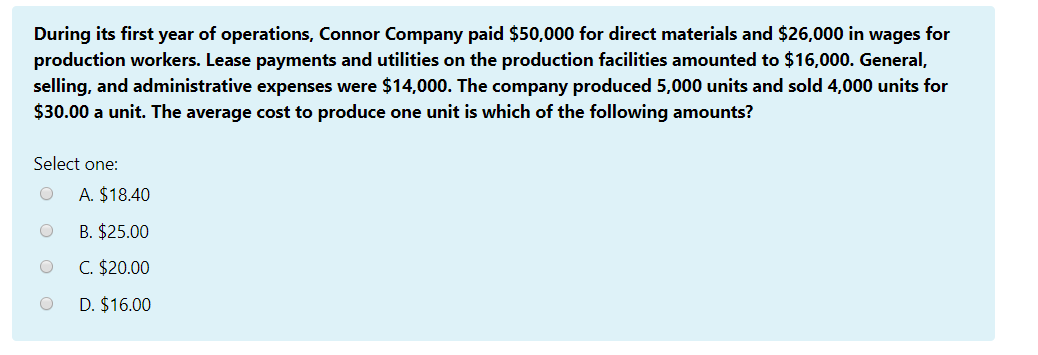 Solved During Its First Year Of Operations, Connor Company | Chegg.com