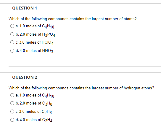 Solved Which of the following compounds contains the largest