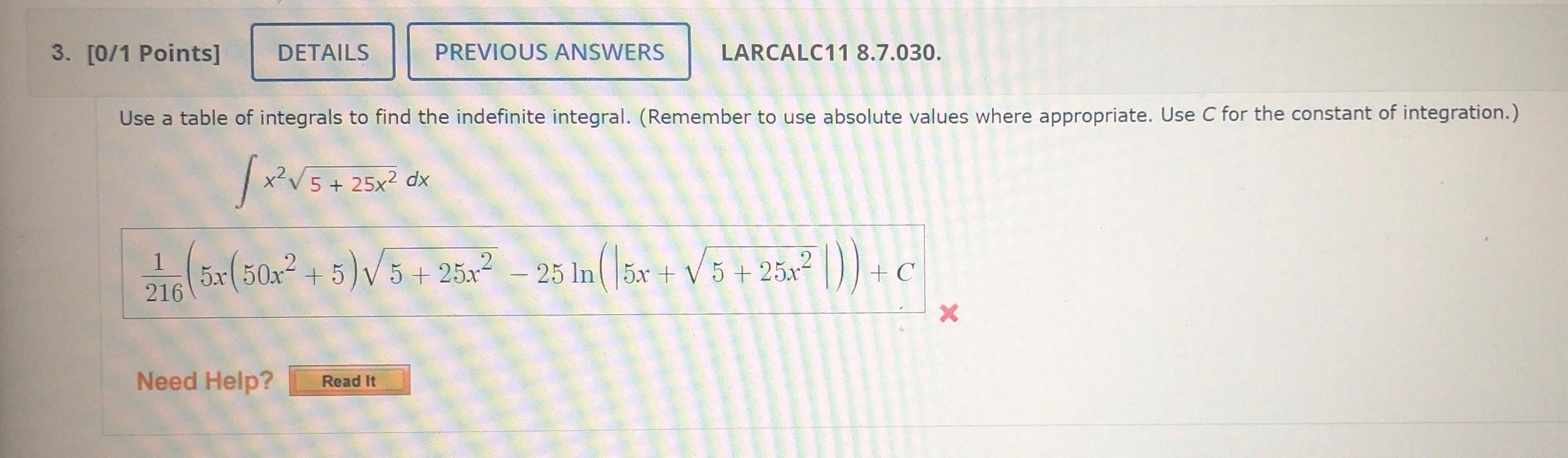 Solved 3. [0/1 Points] DETAILS PREVIOUS ANSWERS LARCALC11 | Chegg.com