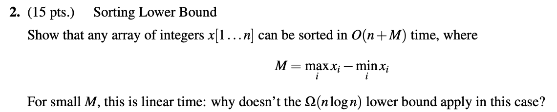 Solved 2. (15 pts.) Sorting Lower Bound Show that any array | Chegg.com