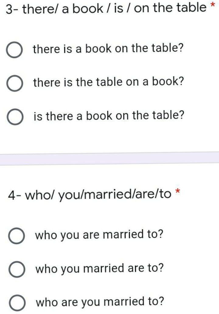 Solved * 3- therel a book / is / on the table there is a | Chegg.com
