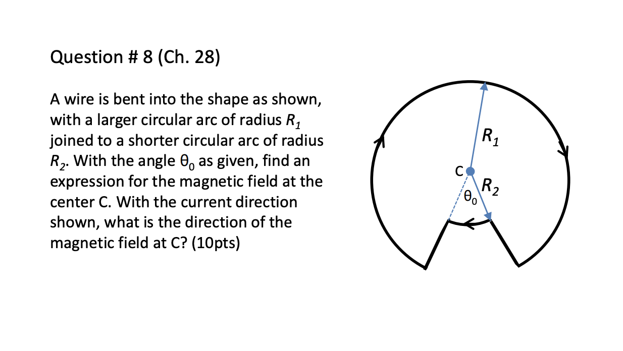 Solved Question # 8 (Ch. 28) R 1 A wire is bent into the | Chegg.com