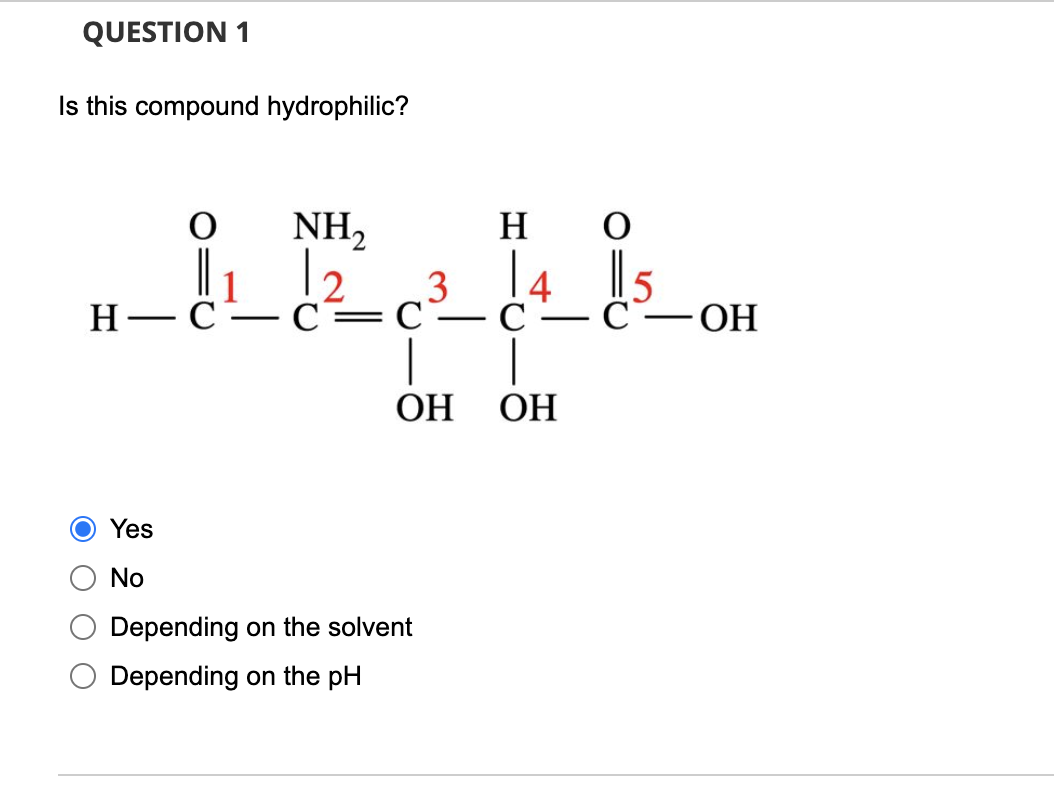 Solved Is this compound hydrophilic? Yes No Depending on the