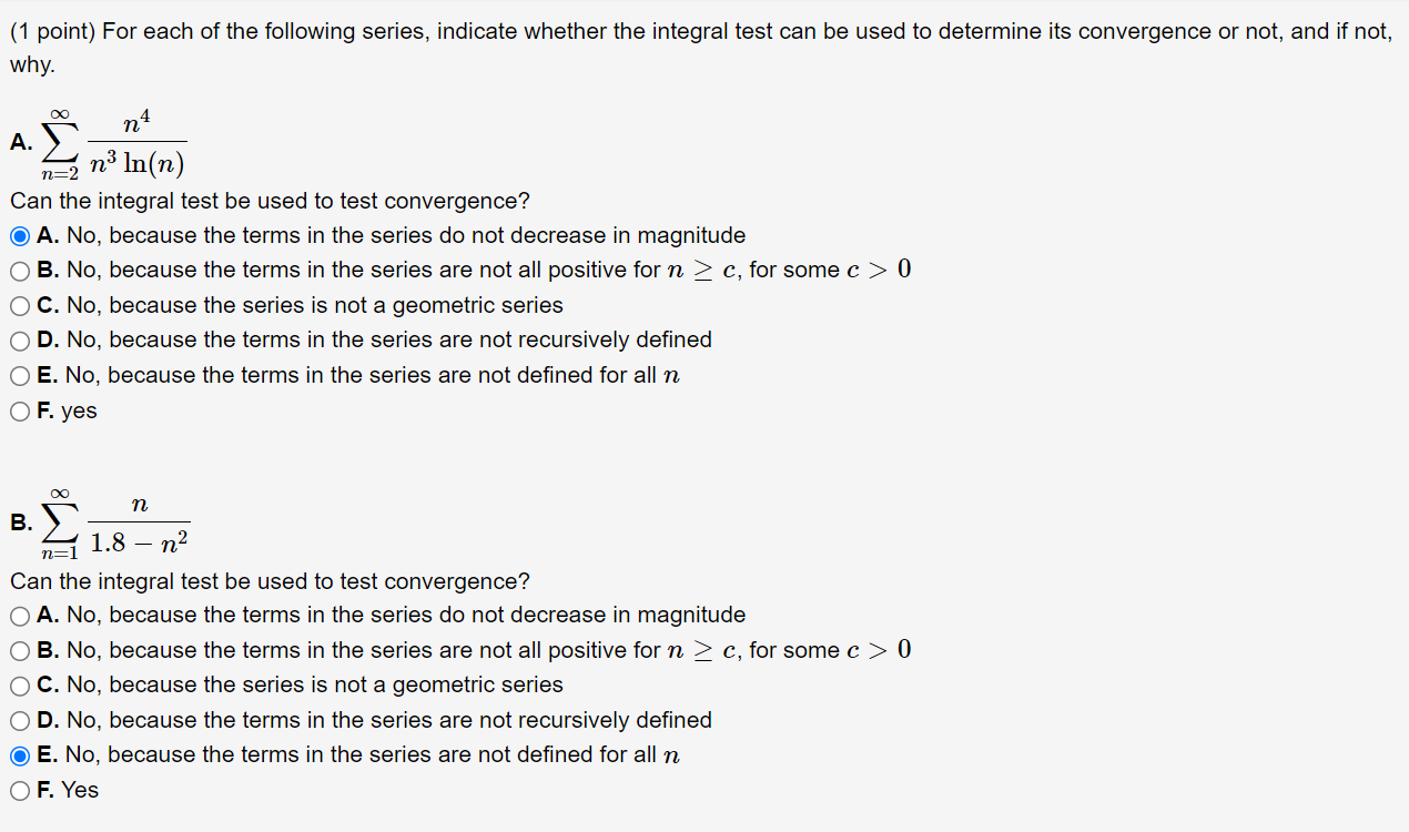 Solved For Each Of The Following Series, Indicate Whether | Chegg.com