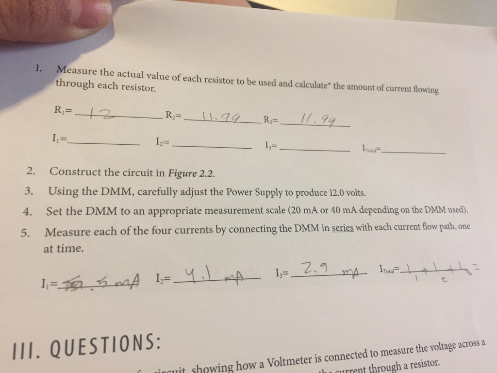 Solved EXPERIMENT 2 CURRENT AND VOLTAGE MEASUREMENTS I. | Chegg.com