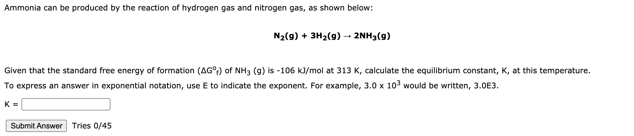 Solved Ammonia can be produced by the reaction of hydrogen | Chegg.com