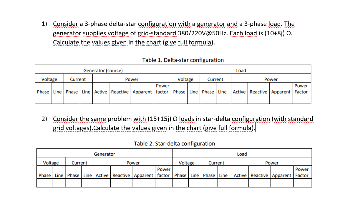 Solved 1) Consider a 3-phase delta-star configuration with a | Chegg.com